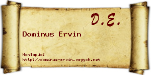 Dominus Ervin névjegykártya